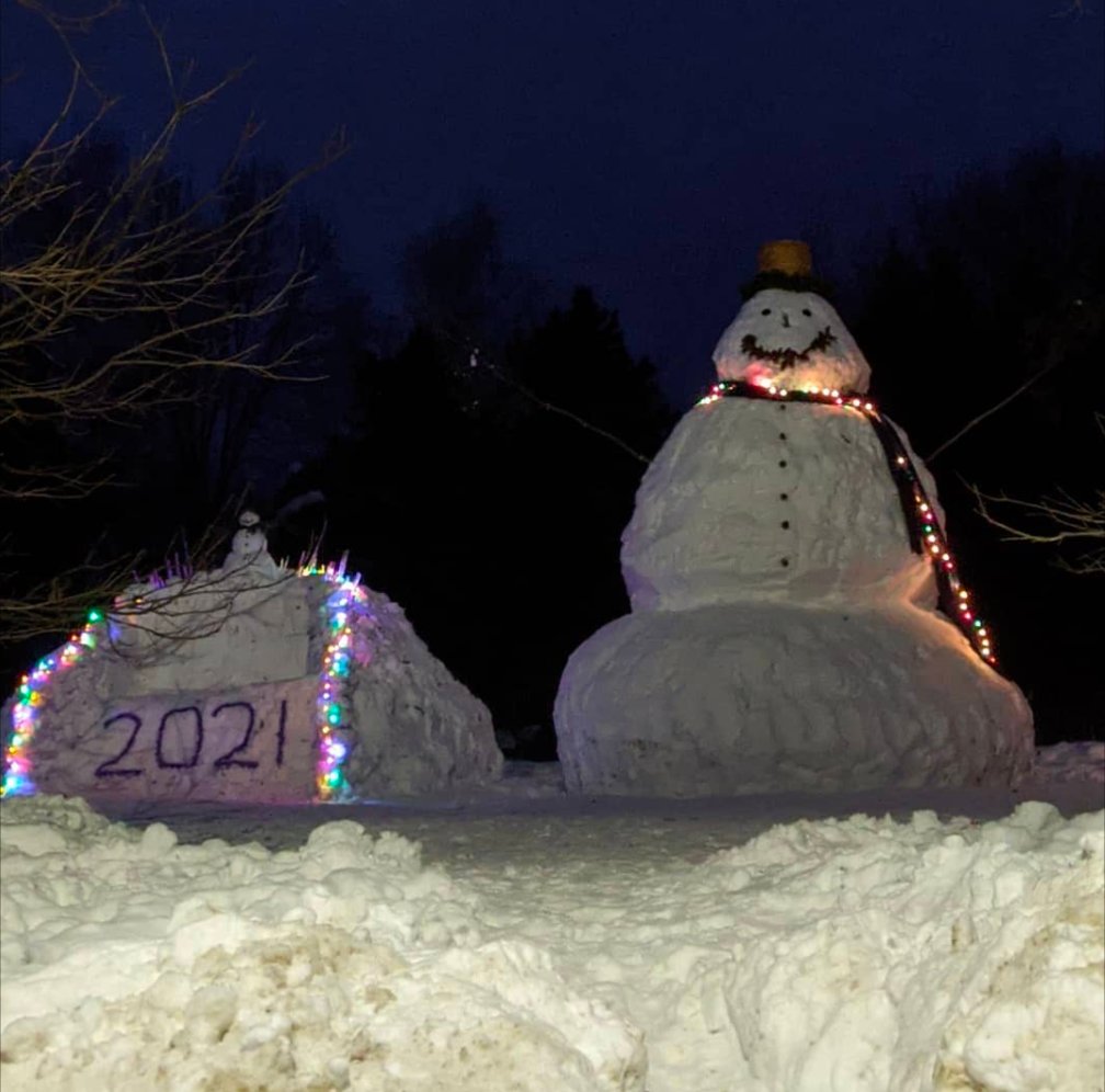 Giant snowman in Potsdam, NY